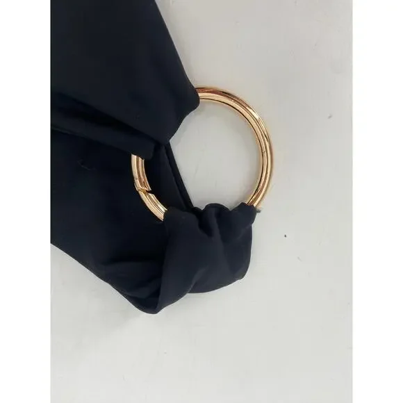 Louisa Ballou Half Moon One Shoulder O-Ring Cutout Black One Piece Swimsuit NWT